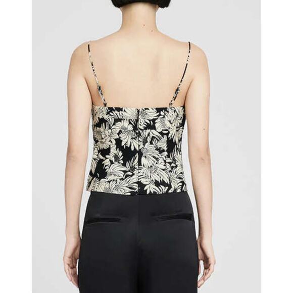 Anine Bing Black Beige Floral Sleeveless Top Linen XS - Picture 4 of 10